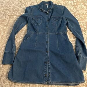 Denim Long Sleeve Button-Up Dress